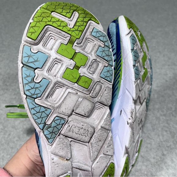 Hoka One Clifton 4 Womens 6.5 Running Walking Shoes 1016724 Sneakers Blue Green - Picture 11 of 12